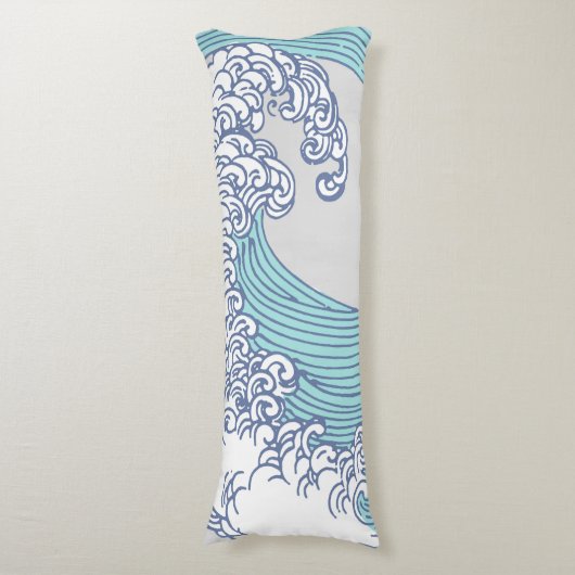 アジ日本のアンサーフウェーブアート海アート ボディピロー (正面縦)