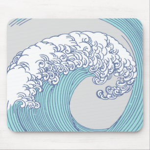 アジ日本のアンサーフウェーブアート海アート マウスパッド