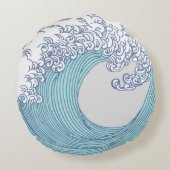 アジ日本のアンサーフウェーブアート海アート ラウンドクッション (裏面)