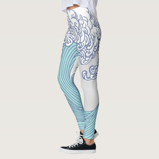 アジ日本のアンサーフウェーブアート海アート レギンス (左)