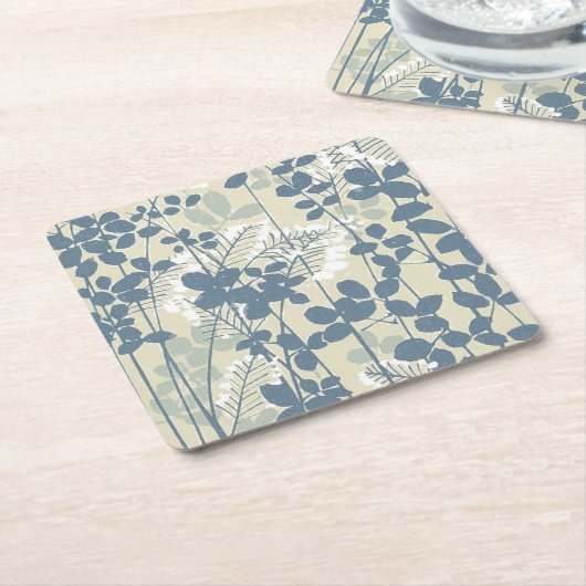 アジ日本のア青葉花 スクエアペーパーコースター (アングル)