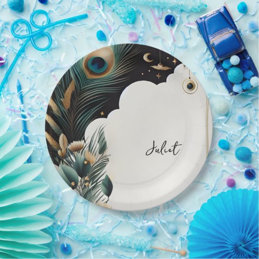 アジ素朴アンスカイクラウドピーコックブライダルシャワー ペーパープレート (パーティー)