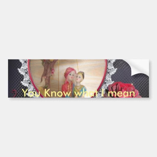 アジ結婚アンのカップルハートスイングアートプリント/ バンパーステッカー (正面)