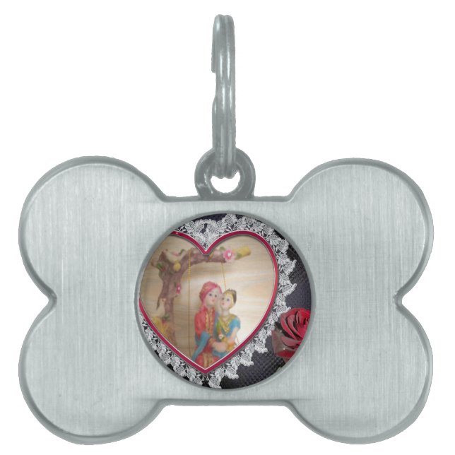 アジ結婚アンのカップルハートスイングアートプリント/ ペットネームタグ (正面)