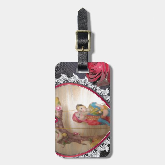 アジ結婚アンのカップルハートスイングアートプリント/ ラゲッジタグ (正面縦)