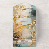 アジ芸術的アの東洋の波と風景 オールインワン招待状 (外側)