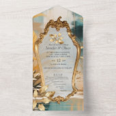 アジ芸術的アの東洋の波と風景 オールインワン招待状 (内側)