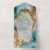 アジ芸術的アの東洋の波と風景 オールインワン招待状 (内側)