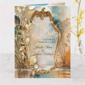 アジ芸術的アの東洋の波と風景 カード (黄色い花)