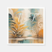 アジ芸術的アの東洋の波と風景 スタンダードカクテルナプキン (正面)