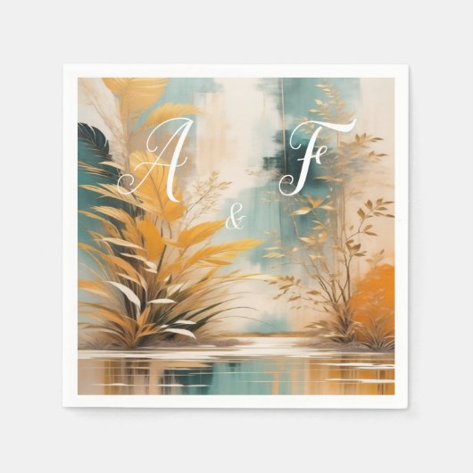 アジ芸術的アの東洋の波と風景 スタンダードカクテルナプキン (正面)