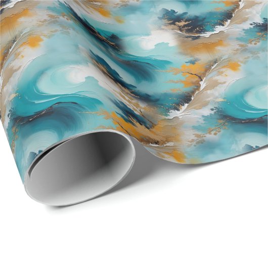 アジ芸術的アの東洋の波と風景 ラッピングペーパー (ロールコーナー)