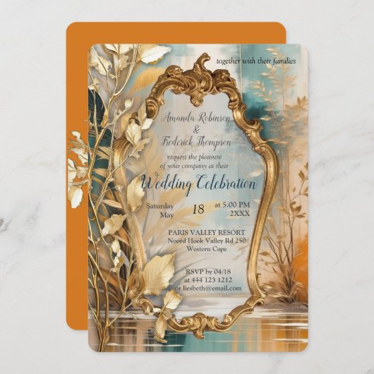 アジ芸術的アの東洋の波と風景 招待状 (正面/裏面)