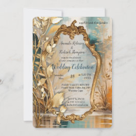 アジ芸術的アの東洋の波と風景 招待状