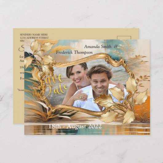 アジ芸術的アの東洋の波と風景 案内ポストカード (正面/裏面)