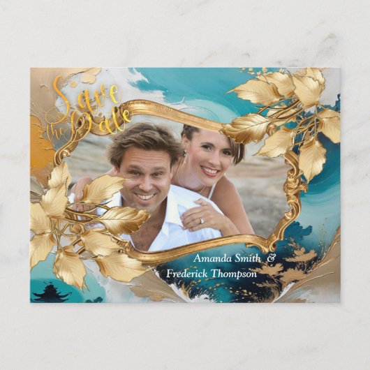 アジ芸術的アの東洋の波と風景 案内ポストカード (正面)