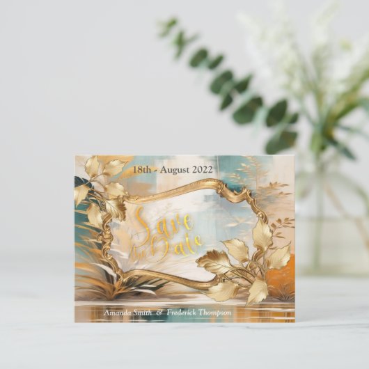 アジ芸術的アの東洋の波と風景 案内ポストカード (スタンド正面)