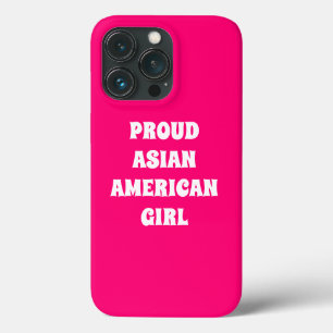 アジ誇りを持ったア・アメリカン・ガール、ホット・ピンク・ホワイト iPhone 13 PROケース