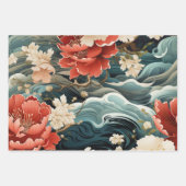 アジ鮮やかアインスパイア花模様&波ギフトラップ ラッピングペーパーシート (正面)