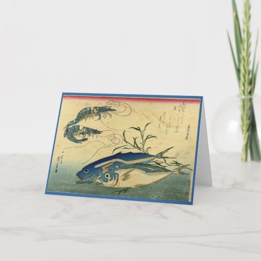 アジ&エビ – 広重カラフルの日本の魚 カード (正面)