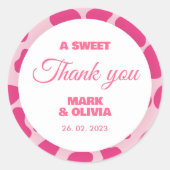 アスイートサンキューディスコピンク女性のカーボーイ結婚式の引き出物 ラウンドシール (正面)