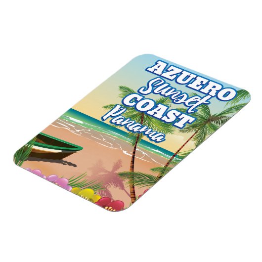 アスエロ日没海岸 パナマ ビーチ 旅行ポスター マグネット (左側)