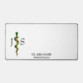 アスクレピウスのハーブグリーンロッド金ゴールド医療 デスクマット (正面)