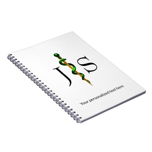 アスクレピウスのハーブグリーン金ゴールドメディカルロッド ノートブック (右側)