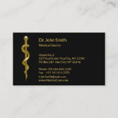 アスクレピウスのブラック・クラシー・ロッド上の医療金ゴールド 予約カード (正面)