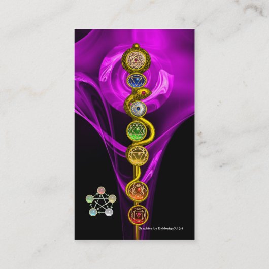 アスクレピウスのヨガインストラクターロッド，7チャクラ，ピンク 名刺 (裏面)