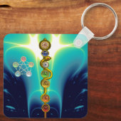 アスクレピウスのロッド7チャクラ，ヨガ，スピリチュアルエネルギー キーホルダー (裏面)