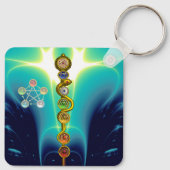 アスクレピウスのロッド7チャクラ，ヨガ，スピリチュアルエネルギー キーホルダー (裏面)