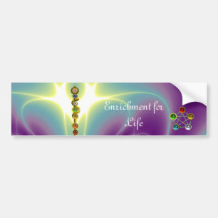 アスクレピウスのロッド7チャクラ,ヨガ,スピリチュアルエネルギー バンパーステッカー
