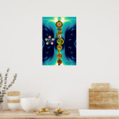 アスクレピウスのロッド7チャクラ，ヨガ，スピリチュアルエネルギー ポスター (キッチン)