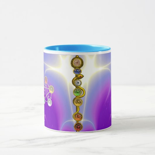 アスクレピウスのロッド7チャクラ,ヨガ,スピリチュアルエネルギー マグカップ (中央)