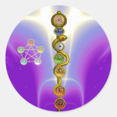 アスクレピウスのロッド7チャクラ,ヨガ,スピリチュアルエネルギー ラウンドシール (正面)