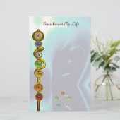 アスクレピウスのロッド7チャクラ,ヨガ,スピリチュアルエネルギー 便箋 (スタンド正面)