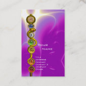 アスクレピウスのロッド，7チャクラヨガロータスポーズピンク 名刺 (正面)