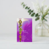 アスクレピウスのロッド，7チャクラヨガロータスポーズピンク 名刺 (スタンド正面)