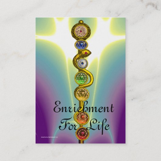 アスクレピウスのロッド，7チャクラ，ヨガインストラクターピンク 名刺 (裏面)