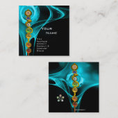 アスクレピウスのロッド，7チャクラ，ヨガ，スピリチュアルエネルギー スクエア名刺 (正面/裏面)