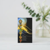 アスクレピウスのロッド，7チャクラ，ヨガ，スピリチュアルエネルギー 名刺 (スタンド正面)