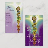 アスクレピウスのロッド，7チャクラ，ヨガ，スピリチュアルエネルギー 名刺 (正面/裏面)