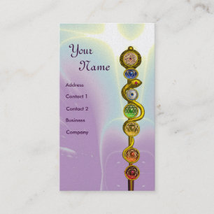 アスクレピウスのロッド，7チャクラ，ヨガ，スピリチュアルエネルギー 名刺