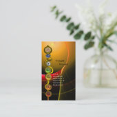 アスクレピウスのロッド，7チャクラ，ヨガ，スピリチュアルエネルギー 名刺 (スタンド正面)