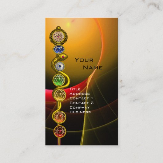 アスクレピウスのロッド，7チャクラ，ヨガ，スピリチュアルエネルギー 名刺 (正面)