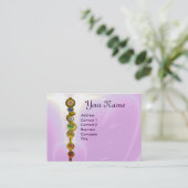 アスクレピウスのロッド，7チャクラ，ヨガ，スピリチュアルエネルギー 名刺 (スタンド正面)