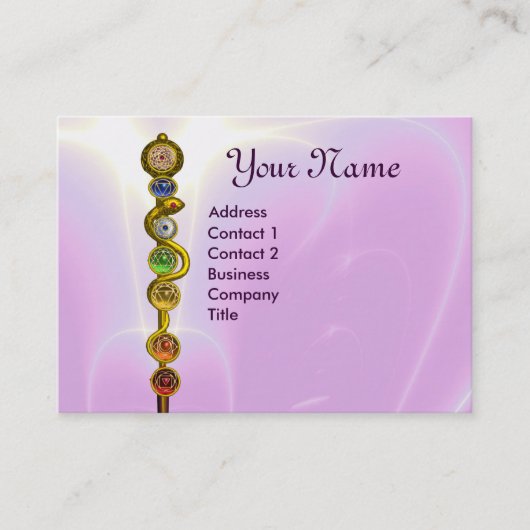 アスクレピウスのロッド，7チャクラ，ヨガ，スピリチュアルエネルギー 名刺 (正面)