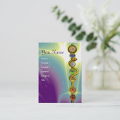 アスクレピウスのロッド，7チャクラ，ヨガ，スピリチュアルエネルギー 名刺 (スタンド正面)