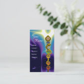 アスクレピウスのロッド，7チャクラ，ヨガ，スピリチュアルエネルギー 名刺 (スタンド正面)